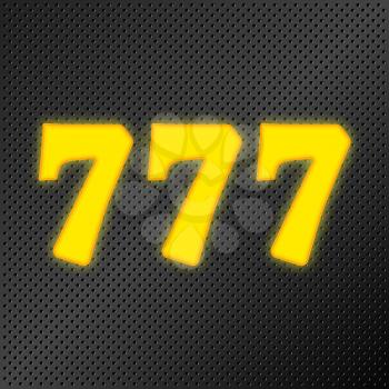 777 jackpot golden neon sign, casino winner triple sevens. Vector illustration.
