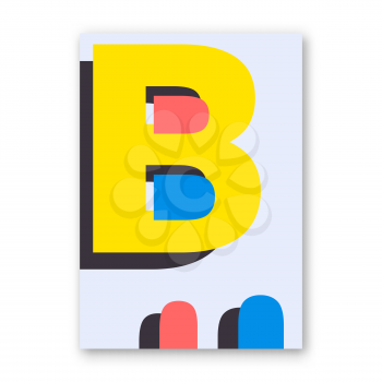 Letter B poster. Cover for magazine, printing products, flyer, presentation, brochure or booklet. Vector illustration