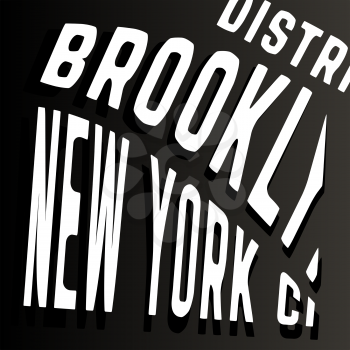 T-shirt print design. Brooklyn District New York City vintage stamp. Printing and badge, applique, label, t shirts, jeans, casual and urban wear. Vector illustration.