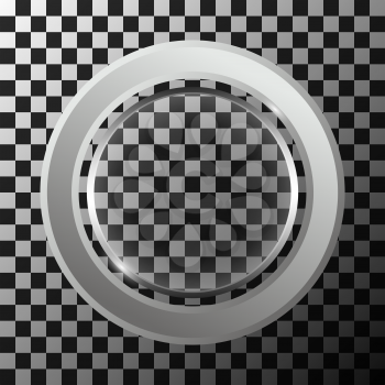 Metal ring with round lense on transparent background. Vector illustration.