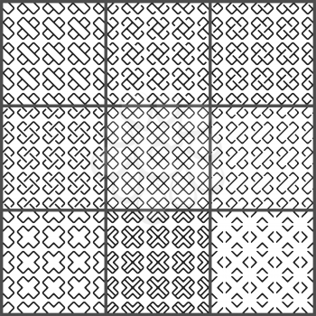 Black crosses seamless pattern set. Vector illustration.