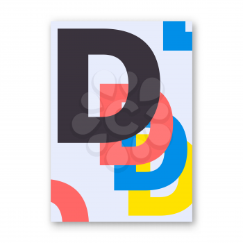 Letter D poster. Cover for magazine, printing products, flyer, presentation, brochure or booklet. Vector illustration