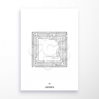 Labyrinth poster. Abstract geometric design for cover, magazine, printing products, flyer, presentation, brochure or wall decor. Vector illustration
