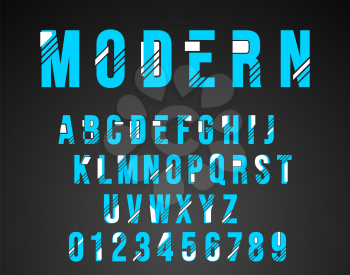 Alphabet font template. Set of letters and numbers modern design. Vector illustration.
