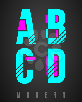 Letter font modern design. Set of letters A, B, C, D logo or icon. Vector illustration.