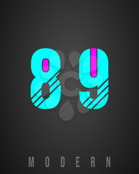 Number font modern design. Set of numbers 8, 9 logo or icon. Vector illustration.