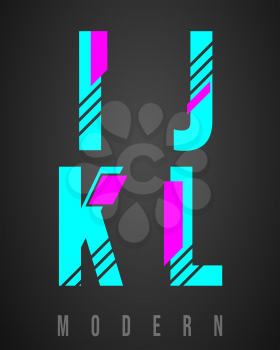 Letter font modern design. Set of letters I, J, K, L logo or icon. Vector illustration.