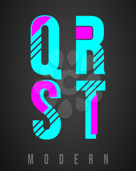 Letter font modern design. Set of letters Q, R, S, T logo or icon. Vector illustration.