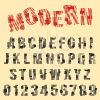 Modern font alphabet. Set of letters and numbers line design. Vector illustration.