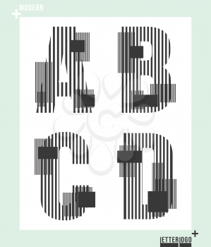 Letter font template modern design. Set of letters A, B, C, D logo or icon. Vector illustration.