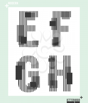 Letter font template modern design. Set of letters E, F, G, H logo or icon. Vector illustration.