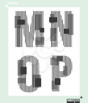 Letter font template modern design. Set of letters M, N, O, P logo or icon. Vector illustration.