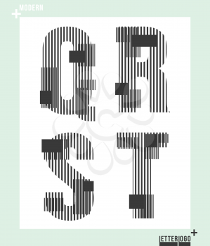Letter font template modern design. Set of letters Q, R, S, T logo or icon. Vector illustration.