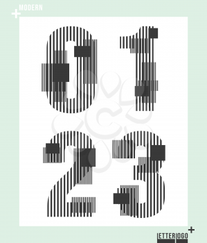 Number font template modern design. Set of numbers 0, 1, 2, 3 logo or icon. Vector illustration