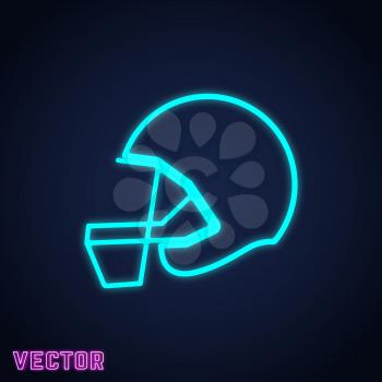 American football helmet sign neon light design. Vector illustration.