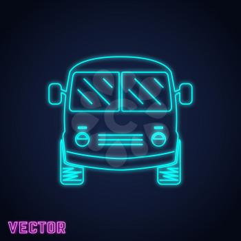 Retro vintage bus sign neon light design. Vector illustration.