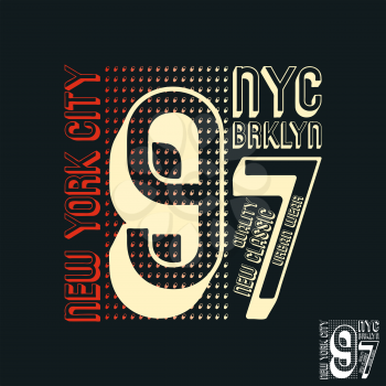 New York city Brooklyn print design. Designed for printing products, badge, applique, label clothing, t-shirts, jeans and casual wear. Vector illustration.