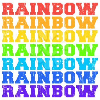 Rainbow color words with grunge texture. Vector illustration.