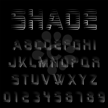 Shade alphabet font template. Vintage letters and numbers gradient design. Vector illustration.