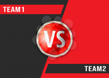 Versus red and black background. VS screen display template. Vector Illustration.