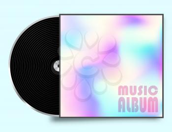 Vinyl record plate with colorful cover. Vector illustration.