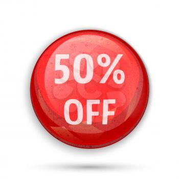 50 percent off sign or symbol. Sale button icon. Vector illustration.