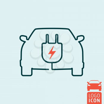 Electric car icon. Electrical cable plug charging station symbol. Vector illustration.