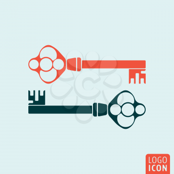 Old key icon. Two antique keys isolated. Vector illustration.