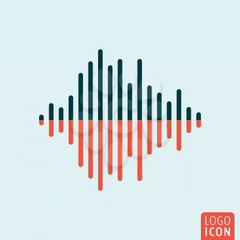 Sound wave icon. Two color audio equalizer symbol. Vector illustration.