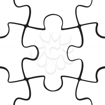 Puzzle jigsaw seamless pattern. Board game square template. Vector illustration.