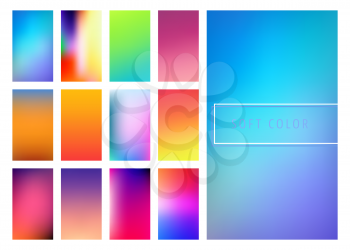 Set of soft color gradients background for mobile screen, app. Vector illustration.
