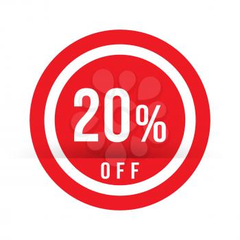 20 percent off - red sale stamp - special offer sign. Vector illustration.