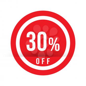30 percent off - red sale stamp - special offer sign. Vector illustration.