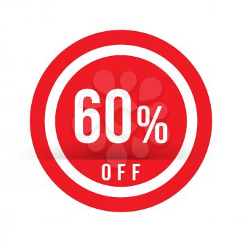 60 percent off - red sale stamp - special offer sign. Vector illustration.