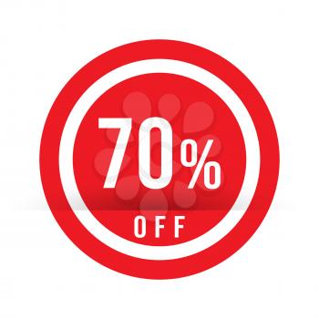 70 percent off - red sale stamp - special offer sign. Vector illustration.