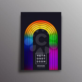 Retro design poster with colorful gradient arc for flyer, brochure cover, vintage typography, background or other printing products. Vector illustration.