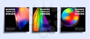 The banner template set with colorful gradient shapes. Vector illustration.