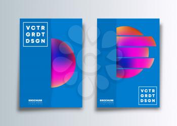 Set of the cover template with colorful gradient circle design for flyer, poster, brochure, typography or other printing products. Vector illustration.