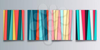 Set of abstract background with colored stripes - minimal design wallpaper. Vector illustration.