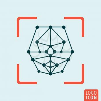 Face scan icon. Scanning grid for biometric identity. Vector illustration.