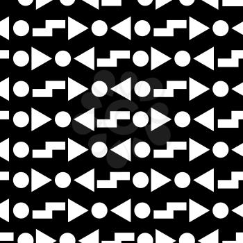 Geometric seamless pattern black and white vintage design. Retro background template. Vector illustration.