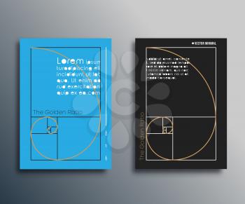 Golden ratio - Fibonacci spiral design for flyer, brochure cover, card, typography or other printing products. Vector illustration.