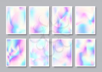 Set of hologram gradient texture background for banner, flyer, poster, brochure cover or other printing products. Vector illustration.