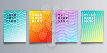 Set of colorful gradient cover with waves for flyer, poster, brochure, typography or other printing products. Vector illustration.