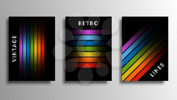 Set of cover with colorful gradient lines for flyer, poster, brochure, typography or other printing products. Vector illustration.