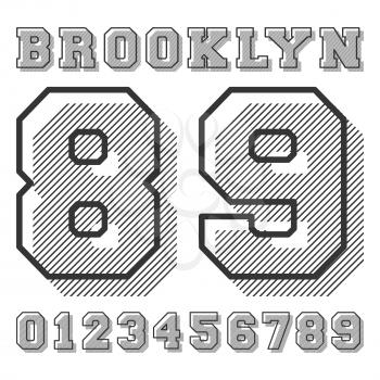 Brooklyn numbers t-shirt stamp. Minimal line design for t shirts applique, badge, label clothing, jeans, and casual wear. Vector illustration.