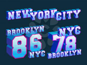 New York City - Brooklyn - NYC t-shirt print stamp for t shirts applique, tee badge, label, clothing tag, jeans, and casual wear. Vector illustration.