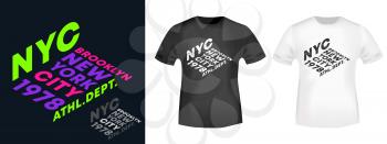NYC New York City Brooklyn t-shirt print for t shirts applique, fashion slogan, badge, label clothing, jeans, and casual wear. Vector illustration.