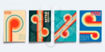 Set of retro design cover template for flyer, vintage poster, brochure, typography or other printing products. Vector illustration.