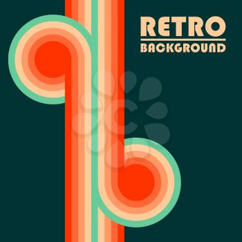 Retro design background with colored twisted stripes. Vector illustration.